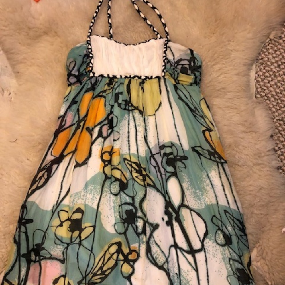 Floral Dress with black & white straps